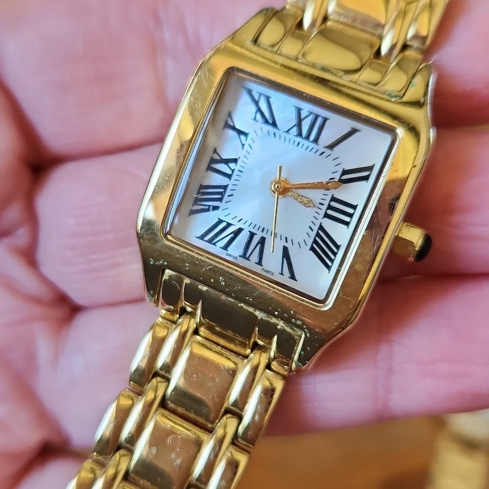2 BRONZO ITALIA Watches‎ Gold  Rhinestones Mother of Pearl Wristbands Women